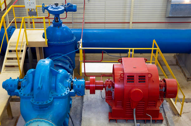 Compressor station with red and blue equipment